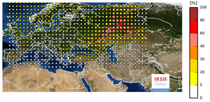 rutenio 106 en Europa